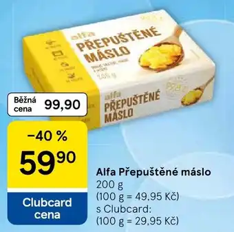 Tesco Alfa přepuštěné máslo nabídka