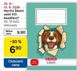 Tesco Herlitz školní sešit 513 bezdrževý nabídka