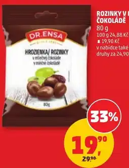 Penny Market Dr. Ensa hrozienka rozinky v mléčné čokoládě nabídka