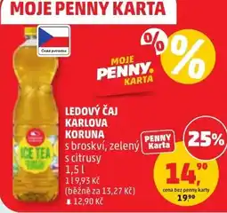 Penny Market Karlová Koruna Ledový čaj s broskví, zelený s citrusy nabídka