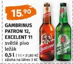 Trefa Gambrinus patron 12, excelent 11 světlé pivo ležák nabídka