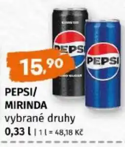 Trefa Pepsi/ Mirinda vybrané druhy nabídka