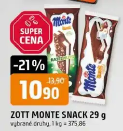 Trefa Zott Monte snack nabídka
