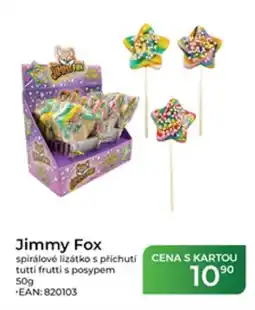 Tamda Foods Jimmy Fox spirálové lízátko s příchutí tutti frutti s posypem nabídka