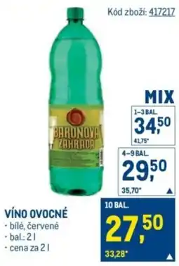 Makro Baronova zahrada víno ovocné nabídka