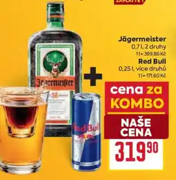 Billa Jägermeister + Red Bull nabídka