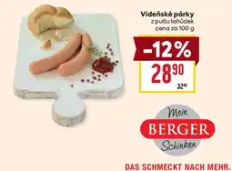 Billa Mein Berger vídeňské párky nabídka