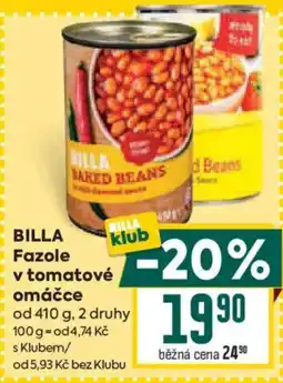Billa Billa fazole v tomatové omáčce nabídka