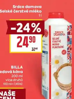 Billa Srdce domova selské čerstvé mléko nabídka