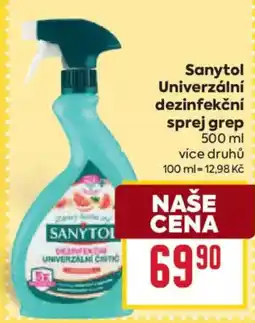 Billa Sanytol univerzální dezinfekční sprej grep nabídka