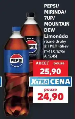 Kaufland Pepsi Mirinda 7UP, Mountain Dew nabídka