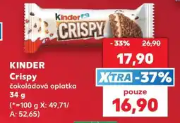 Kaufland KINDER Crispy čokoládová oplatka 34 g nabídka