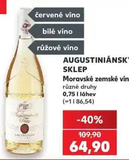Kaufland AUGUSTINIÁNSKÝ SKLEP Moravské zemské víno nabídka