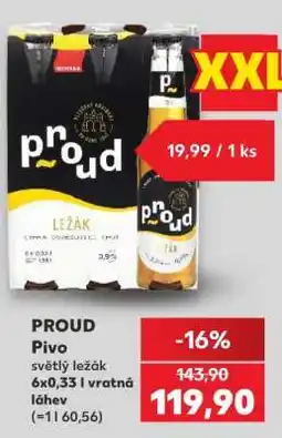 Kaufland PROUD Pivo světlý ležák 6x0,33 l vratná láhev nabídka