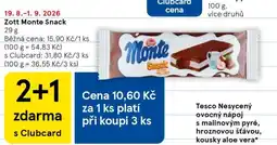Tesco Zott Monte Snack nabídka