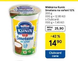 Tesco Mlékárna Kunín Smetana na vaření 12% nabídka