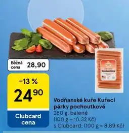 Tesco Vodňanské Kuře Kuřecí párky pochoutkové nabídka