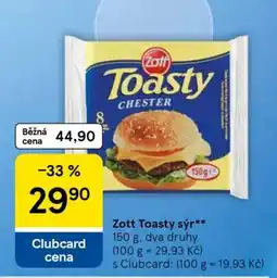 Tesco Zott Toasty sýr nabídka