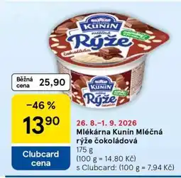 Tesco Mlékárna Kunín Mléčná rýže čokoládová nabídka