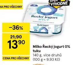 Tesco Milko Řecký jogurt 0 % tuku nabídka