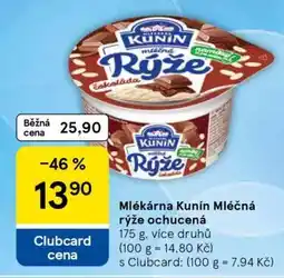 Tesco Mlékárna Kunín Mléčná rýže ochucená nabídka