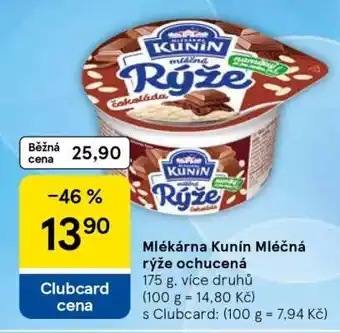 Tesco Mlékárna Kunín Mléčná rýže ochucená nabídka