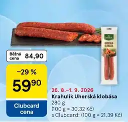 Tesco Krahulík Uherská klobása nabídka