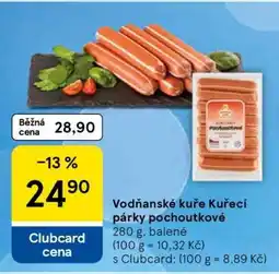 Tesco Vodňanské Kuře Kuřecí párky pochoutkové nabídka