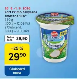 Tesco Zott Primo Zakysaná smetana 18% nabídka