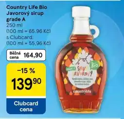 Tesco Country Life Bio Javorový sirup grade A nabídka