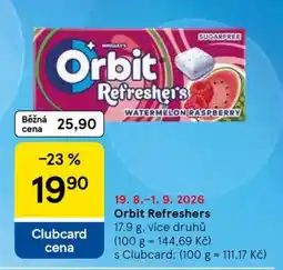Tesco Orbit Refreshers nabídka