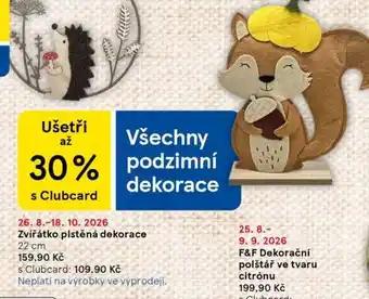Tesco Zvířátko plstěná dekorace nabídka