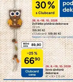 Tesco Sova závěsná dekorace nabídka
