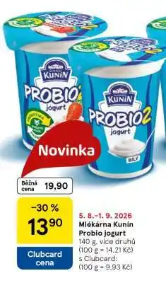 Tesco Mlékárna Kunín Probio jogurt nabídka