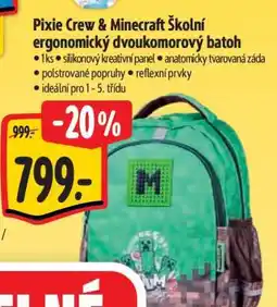 Albert Pixie Crew Minecraft Školní ergonomický dvoukomorový batoh nabídka