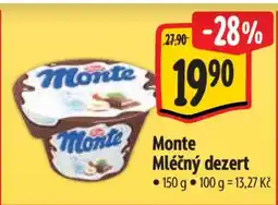 Albert Monte mléčný dezert nabídka