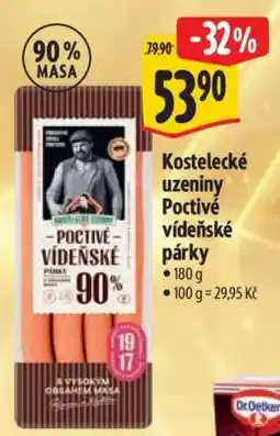 Albert Kostelecké uzeniny Poctivé vídeňské párky nabídka