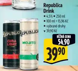 Albert Republica drink nabídka
