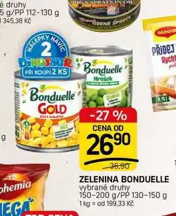 Flop ZELENINA BONDUELLE vybrané druhy 150-200 g/PP 130-150 g nabídka