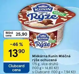 Tesco Mlékárna Kunín Mléčná rýže ochucená nabídka