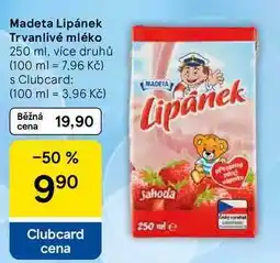 Tesco Madeta Lipánek Trvanlivé mléko, 250 ml, více druhů nabídka