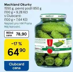 Tesco Machland Okurky, 1550 g. pevný podíl 850 g nabídka