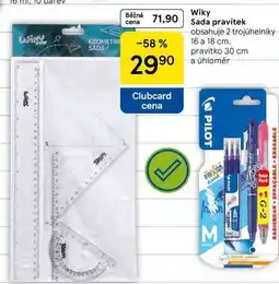 Tesco Wiky Sada pravítek, obsahuje 2 trojúhelníky 16 a 18 cm. pravítko 30 cm a úhloměr nabídka