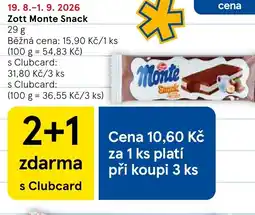 Tesco Zott Monte Snack nabídka