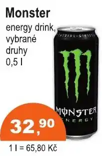 COOP DISKONT Monster energy drink, vybrané druhy nabídka