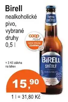 COOP DISKONT Birell nealkoholické pivo, vybrané druhy nabídka