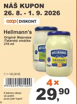 COOP DISKONT Hellmann's Original Majonéza /Tatarská omáčka nabídka
