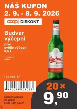 COOP DISKONT Budvar výčepní nabídka