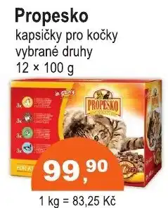 COOP DISKONT Propesko kapsičky pro kočky vybrané druhy nabídka