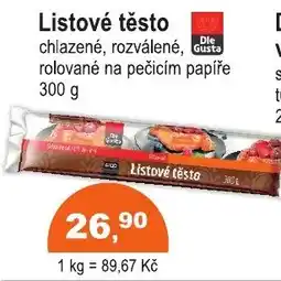 COOP DISKONT Die Gusta listové těsto nabídka